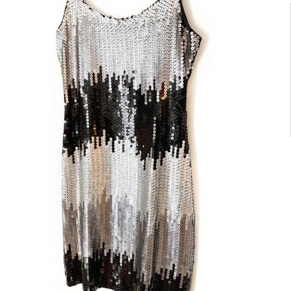 GUESS BLACK SILVER SEQUINS COCKTAIL/PARTY DRESS SZ LARGE